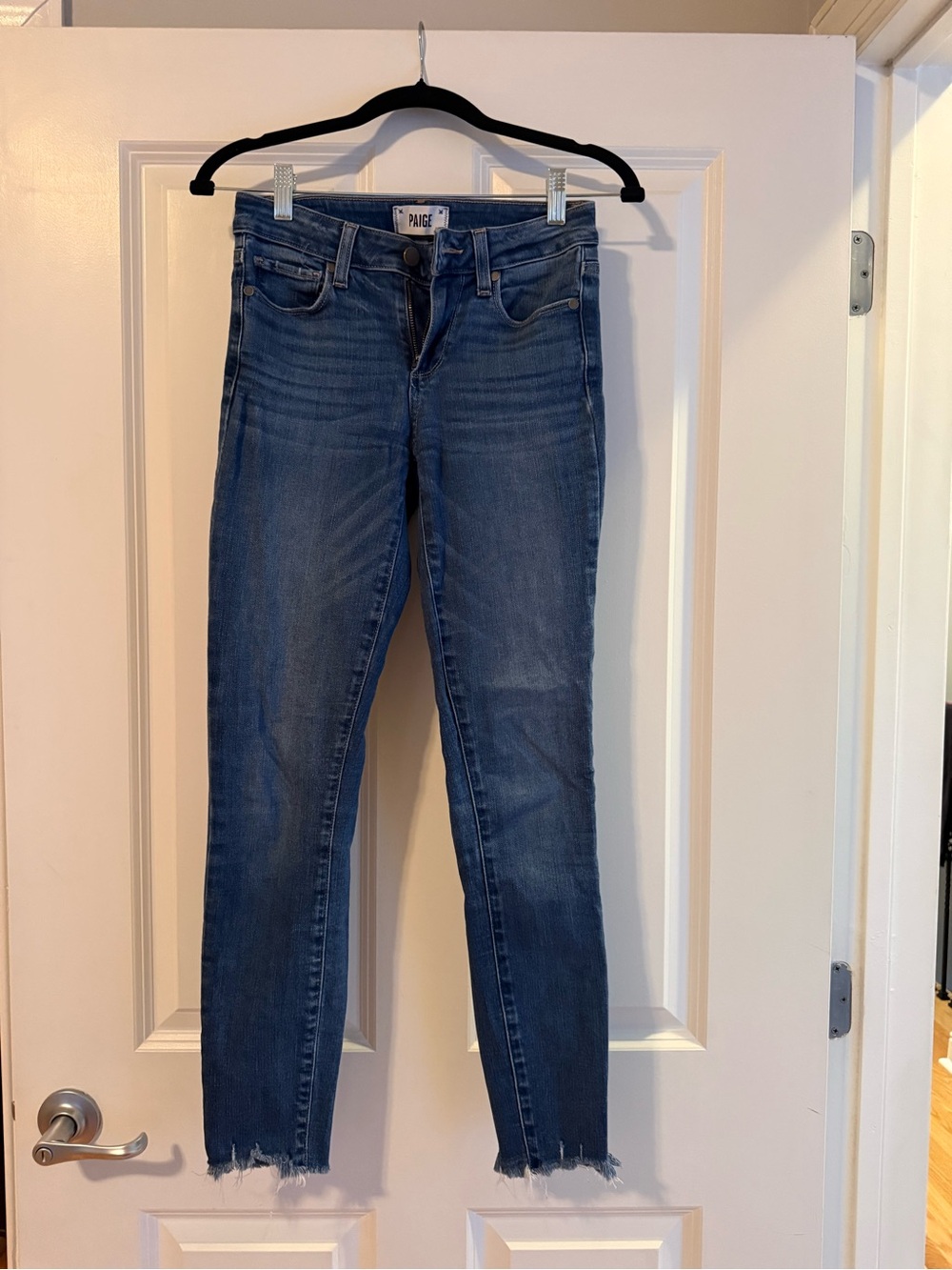 PAIGE Indigo Skinny Jeans with Frayed Hem